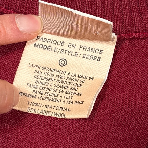 Vintage 90s Courreges Paris Wool Blend Logo Striped Cardigan Sweater Womens 0 - Picture 7 of 9